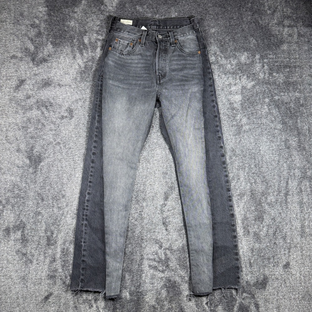 Levis Premium 501 Original Two Tone Grey High Rise Button Fly Jeans W25 L30